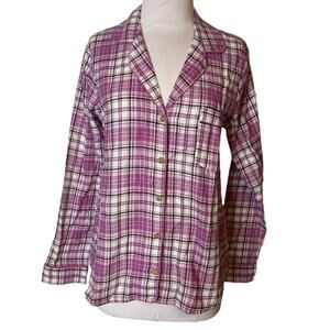 NWT UGG milo flannel pajama top purple white plaid sz S